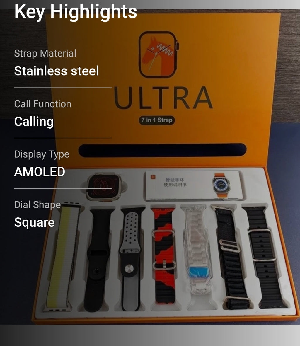 Hl Strikes 7 In 1 Combo Ultra Smart Watch T800 Silver Smart