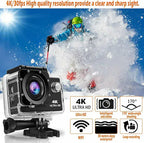 4K Sports Action Camera With Optical 16Mp High Resolution Wi
